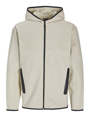 Jack & Jones Jcofusion Sweat Zip Hood Noos, Moonbeam/Detail: melangé, XS
