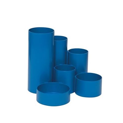 Maul MAULtubo Recycling Pen Holder Diameter 15 x 12.5 cm Desk Organiser with 6 Holders Office Organiser for Pens, Ballpoint Pens, Brushes and Scissors Stylish Pen Organiser Blue