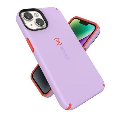 Speck iPhone 14 & iPhone 13 hoesje - Slank telefoonhoesje met valbescherming, krasbestendig met zachte aanraking voor 6,1 inch iPhones - dubbellaags hoesje, lente paars/energierood CandyShell Pro