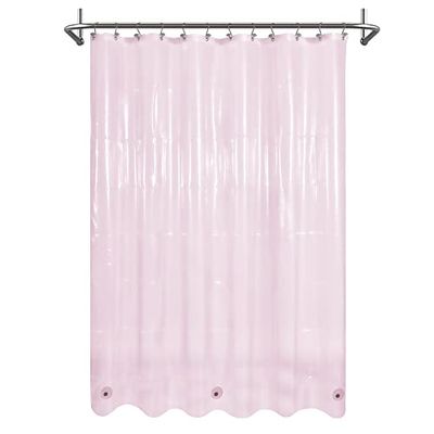Mrs Awesome Tenda da doccia con 3 calamite, 183 x 183 cm, 4G, PEVA, tenda da doccia in plastica leggera e impermeabile, per bagno, 183 x 183 cm, rosa trasparente