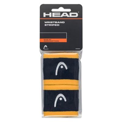 HEAD Unisex Adult Wristband Striped 2.5, Navy/Banana, 2.5"