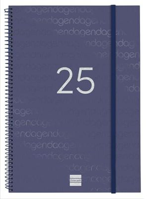 Finocam - Spiral Agenda Year 2025 Week to View Horizontal January 2025 - December 2025 (12 months) Spanish Blue
