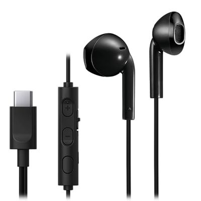 JVC HA-FR17UC-B USB-C-oordopjes type Bud, het geïntegreerde DAC-systeem vermindert geluiden en verbetert de geluidskwaliteit, waardoor ze comfortabeler zijn voor muziek, telewerken en online lessen,