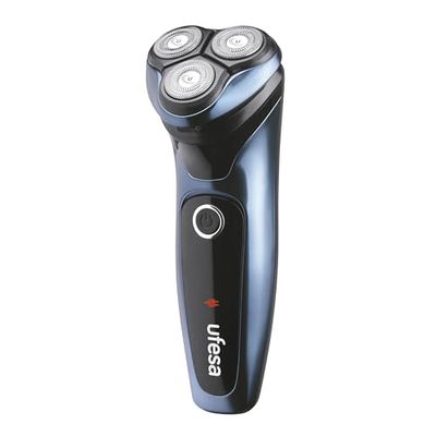 Ufesa Rasoir électrique rotatif en métal AR3050 avec lames flexibles double lame, IPX7, tête pivotante, tondeuse extensible, design ergonomique, autonomie 45 minutes, charge rapide
