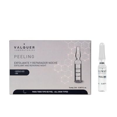 Valquer Laboratorios Facial Peel Fibres Face Serum Night Exfoliation and Repair. All Skin Types With Glycolic Acid and Aha. Face Scrub - 5 x 3 ml