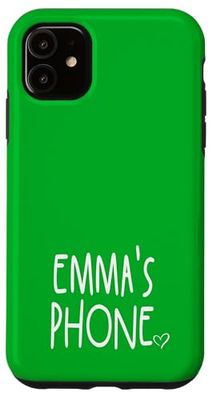 Emma's Phone Emma Nom personnalisé Blanc Vert Coque pour iPhone 11