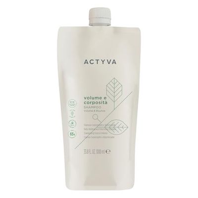 Actyva - Volym och kroppsvikt schampo för fint hår, volymgivande med linfrö, silikonfritt - 1 000 ml