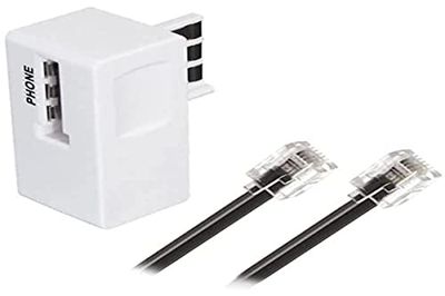 APM 570838 - zacht en flexibel Rj11 mannelijk/mannelijk ADSL snoer zwart 5 m + wit Adsl-filter - voor aansluiting op een ADSL-behuizing of modem