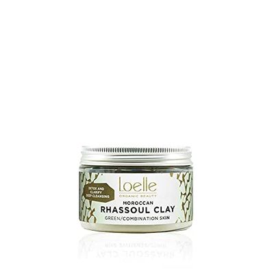 Loelle – rent grönt lerpulver – naturligt medel mot akne och pormaskar, perfekt för fet & blandhy – matt och rengörande ansiktsmask – Rhassoul Cream från Marocko (150 g)