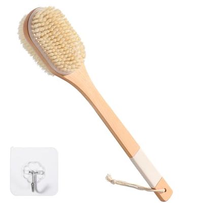 Blendura Spazzola Schiena Doccia, 43 cm Spazzola Doccia Schiena con Manico Lungo, Spazzola Corpo per Uso Asciutto e Bagnato