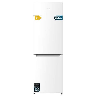 Cecotec Réfrigérateur Combiné 2 Portes Bolero CoolMarket Combi 322 White E. 322 L, Hauteur 185 cm et Largeur 60 cm, Basse Consommation, Système Multi Air Flow, Total No Frost et 2 Tiroirs.