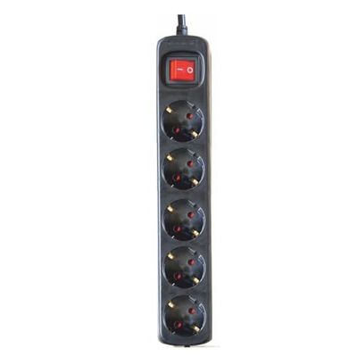 SILVER ELECTRONICS - Extensão de tomada com 5 entradas com interruptor, preto, 5 tomadas, cabo de 1,5 m, proteção infantil, tomada de terra, com proteção contra picos de tensão