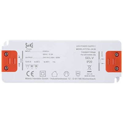 SeKi Fuente de alimentación LED L-50-24, 24 V, 2,08 A, 50 W, controlador LED, transformador