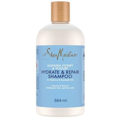 SHEA MOISTURE - Shampooing Miel de Manuka et Yaourt - Hydrate et répare les cheveux secs et fragiles - Apporte brillance et résistance - 384ml
