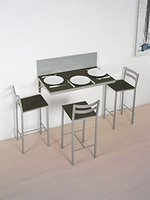 ASTIMESA Keukentafel, Metaal Glas Hout, Grafiet Grijs, 90x50 cm ó 90x30 cm