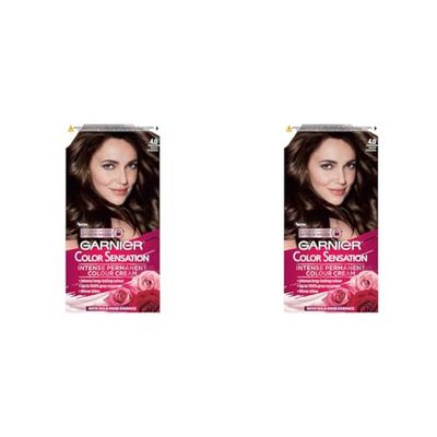 Garnier Color Sensation Brown Hair Dye Permanent, 4.0 Deep Brown, 1 Count (Pack of 2)