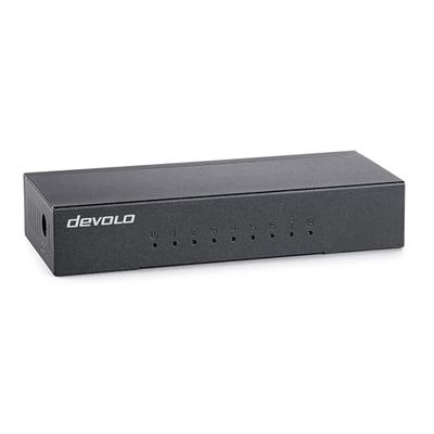 devolo Gigabit Ethernet Switch 8 Port onbeheerd LAN-switch netwerk switch LAN verdeler 1000 Mbit/s zonder ventilator