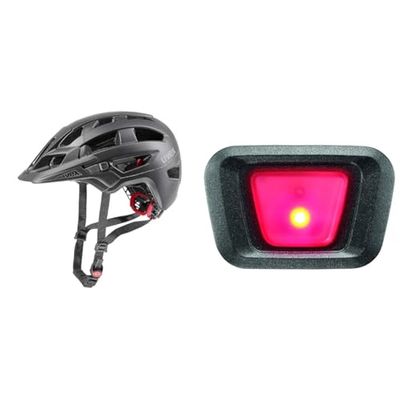 uvex finale 2.0 - säker MTB-hjälm för dam och herr - individuell storleksanpassning - black matt - 56-60 cm & uvex plug-in LED XB048 belysning - passar uvex finale & uvex true - black-red - one size