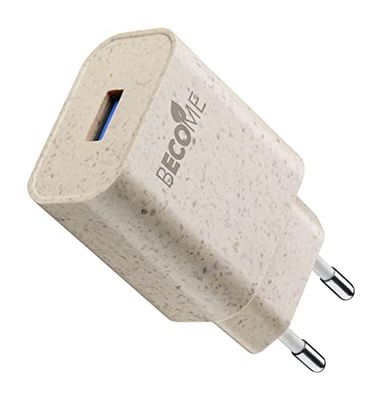 Cellularline | Caricabatterie da Rete | Caricabatterie da rete USB 18W realizzato con materiali biodegradabili