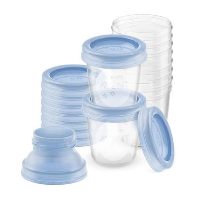 Philips Avent Conjunto de recipientes para leite materno (10 recipientes + 10 tampas + 2 adaptadores)