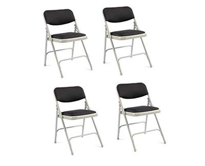 Principal Series 2700 Classic Steel Folding Chair, Fully Upholstered, Charcoal, Pack of 4