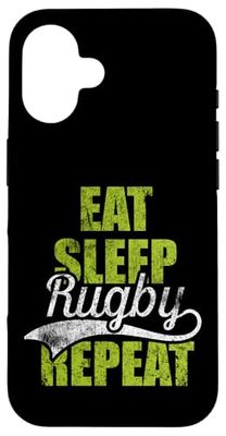 Eat Sleep Rugby Repeat Sports Athlete Rugby Coach Player Case for iPhone 16