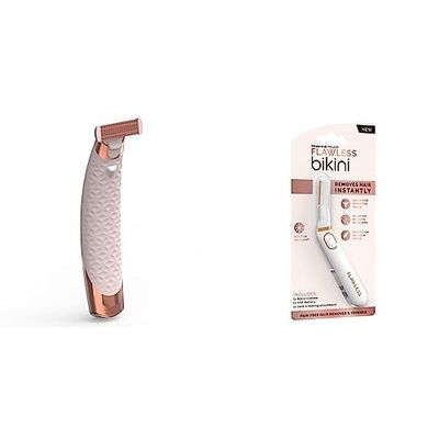 Finishing Touch Flawless Nu Razor, Rechargeable Electric Razor for Women, Hypoallergenic 18K Gold-Plated Head & Bikini Trimmer & Hair Remover - Bikini Shaver & Pubic Hair Trimmer