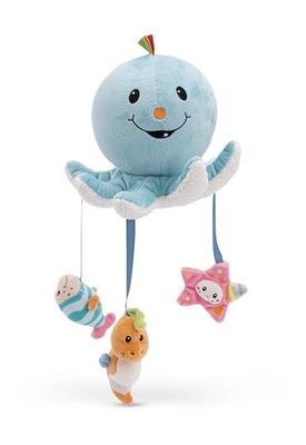 NICI Pulpo de Peluche Octily 18x14cm Incl. 3 figuritas en Caja de Regalo 23,5x17x13,5cm Azul - Juguete Blando de Animales con Elementos de Agarre - Juguete de baño para bebés para agarrar y Jugar