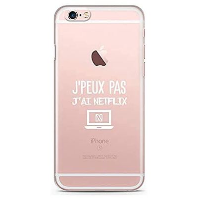 Zokko Beschermhoesje voor iPhone 6S Plus Jpeux Pas J'Ai Netflix – zacht, transparant, inkt wit