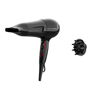 Rowenta Karl Lagerfeld CV591L Powerline Sèche-cheveux, 2100 W, booster d'ions, moteur économe en énergie, bouton air froid, 6 réglages de vitesse/température, contrôle thermique, noir/rouge