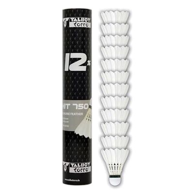 Talbot-Torro® Badminton Ball Hit 750, burk med 12, färg: vit, hastighet: Speed 77, premium naturlig fjäderboll, för träning och fritid, 479086