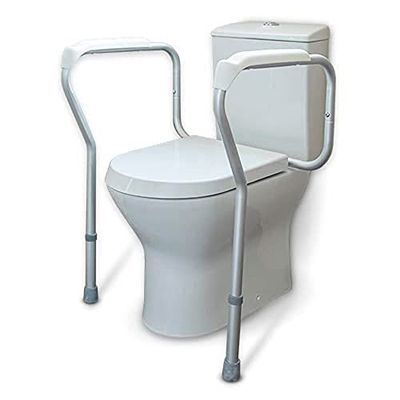 NRS Healthcare Lichtgewicht hoogte en breedte verstelbaar toilet surround rail veiligheidsframe, medium, grijs en wit