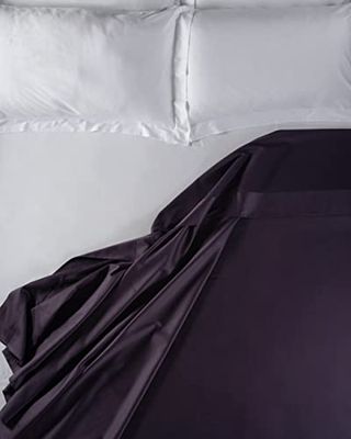 LENZUOLISSIMI - Drap de lit Queen Size en Satin de Coton satiné 300 Fils/cm² 240 x 290 cm, fabriqué en Italie - Violet
