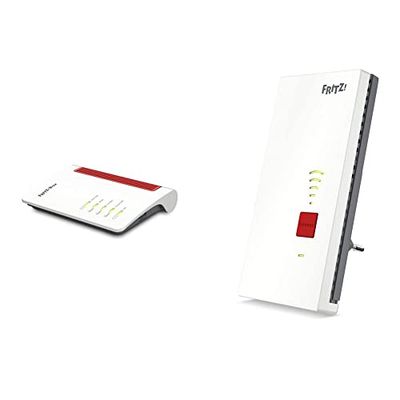 AVM FRITZ!Box 7530 AX WI-FI 6 International Modem Router, Wi-Fi AX Veloce 1.800 MBit/s(5GHz)& 600 MBit/s(2,4 GHz) & Fritz! 2400 Ripetitore Estensore Segnale Wifi Dual Band, Bianco