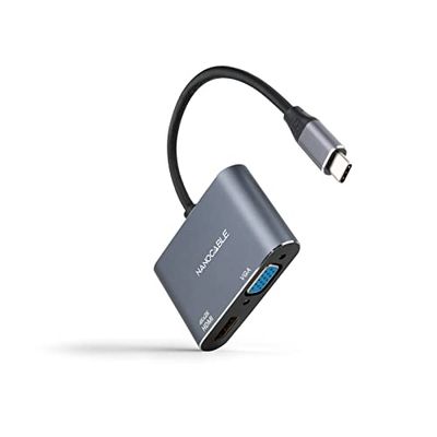 Monkey Ladder Convertisseur USB-C vers HDMI/VGA 15 cm, Couleur Grise