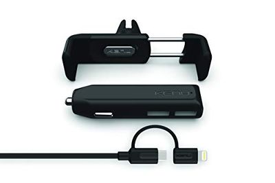 SUPPORT VOITURE NOIR AVEC CABLE ET CAC