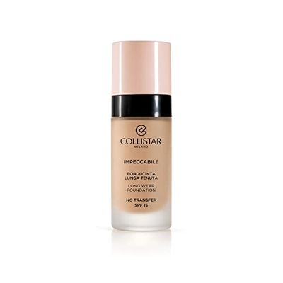 Collistar Impeccable Long Lasting Foundation, No Transfer, SPF 15, Immediate Hydration and Up to 120 Hours, Natural Matte Finish, Second Skin Effect, Modular Coverage, 30 ml