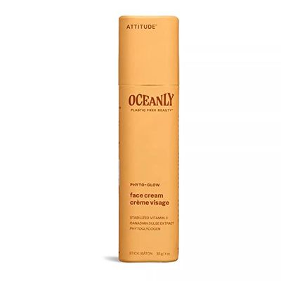 ATTITUDE Oceanly Face Cream Stick, EWG Verified, Plastic-free, Plant and Mineral-Based Ingredients, Vegan Skin Care Products, PHYTO GLOW, Unscented, 30 grams