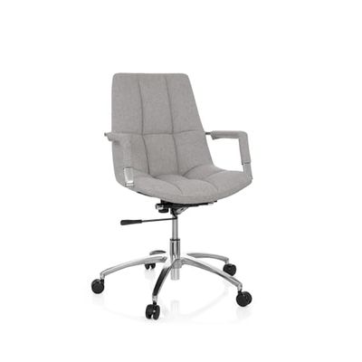 hjh OFFICE 670912 bureaustoel SARANTO stof lichtgrijs bureaustoel met armleuningen in retro design, in hoogte verstelbaar, 102 x 58 x 60 cm