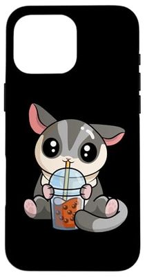 Cute Kawaii Boba Tea Bubble Tea Drinking Sugar Glider Lover Custodia per iPhone 16 Pro Max