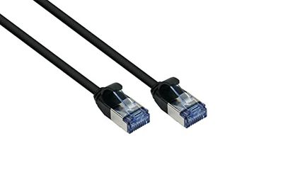 Good Connections Cat. 6A Slim-patchkabel - 2 m - U/FTP - 10 Gbit/s en 500MHz - koperen geleider CU - halogeenvrij LSZH - RNS vergrendelingsbeveiliging - dunne netwerkwerkkabel/LAN-kabel - ZWART
