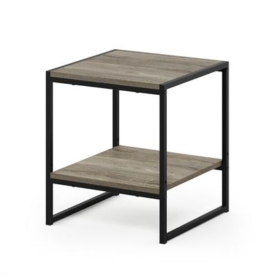 Furinno Camnus Bijzettafel met 2 legplanken, hout, Frans eiken/grijs, 40 x 40,39 x 45,72 cm