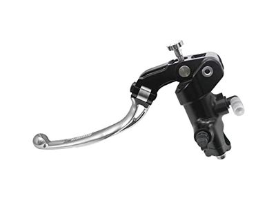 ACCOSSATO Pompe d'embrayage forgée 19 x 20 avec corps de pompe anodisé noir, levier articulé long argent (bouton+levier) pour MV Agusta F3 800 de 2013 à 2022, CC 800