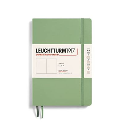 LEUCHTTURM1917 361593 Carnet de notes Medium (A5), Couverture souple, 123 pages numérotées, Sauge, blanc