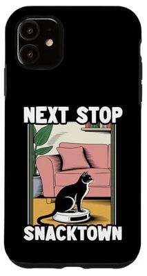 Next Stop Snacktown Cat Robot Vacuum Cleaner Cat Case for iPhone 11