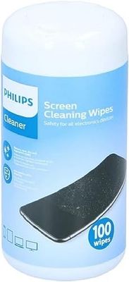Philips Salviette per la pulizia dello schermo, 100 pezzi, per la pulizia dello schermo, senza striature, richiudibili