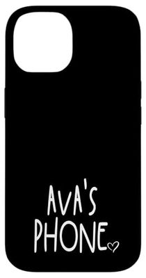 Ava's Phone Ava Nom personnalisé Blanc Noir Coque pour iPhone 14