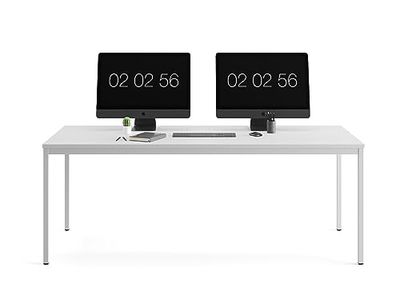 furni24 Table de Bureau en Acier 140 x 70 x 75 cm, Gris, Montage Facile, certifié TÜV/GS, Table de Travail, Table de Bureau, Table de Cuisine, Table à Manger, Table d'imprimante, Bureau d'ordinateur,