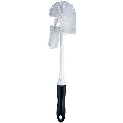 MSV 100107 Toiletborstel met flessenborstel, kunststof, wit, 38 x 12 x 8 cm