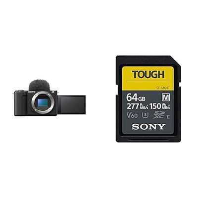 Sony ZV-E10 II Vlog camera APSC con obiettivo intercambiabile memoria SD-XC 64GB Serie M Tough